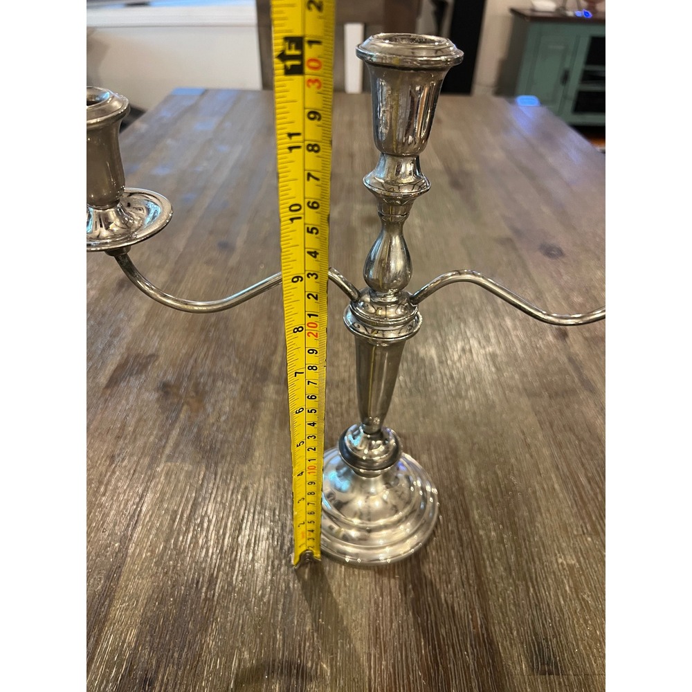 Vintage Silver Plated 3 Light Candelabra Weighted Base Taper Candle Holder - Picture 10 of 10